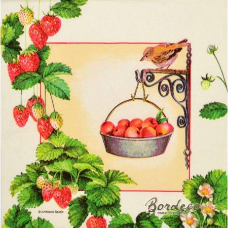 Serwetka decoupage firmy AMBIENTE truskawki 33x33cm